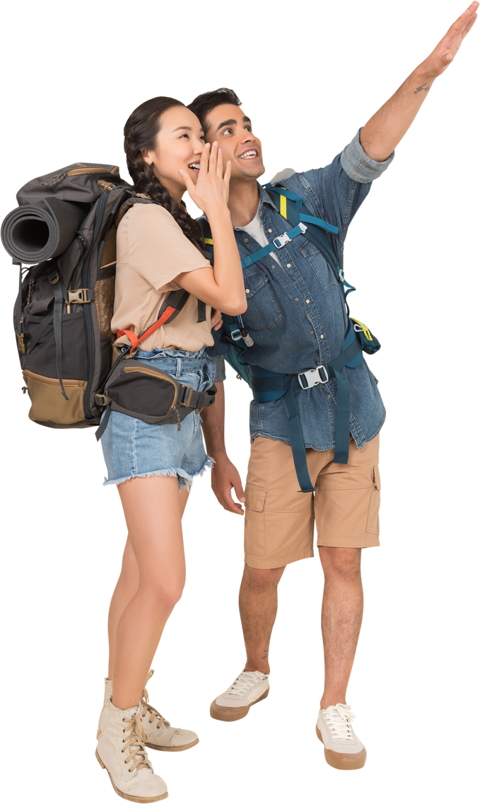 Couple with Backpacking Gear 