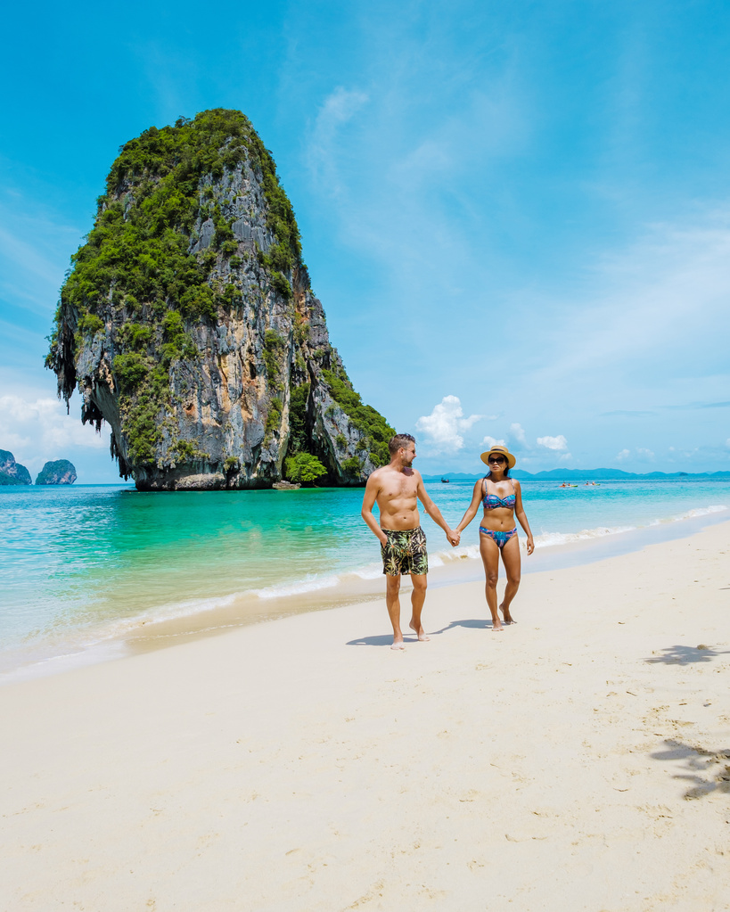 Railay Beach Krabi Thailand, Tropical Beach of Railay Krabi, Cou