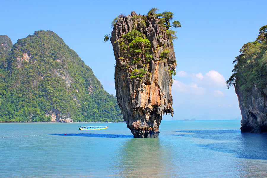 View from Khao Phing Kan showing Ko Tapu, Thailand
