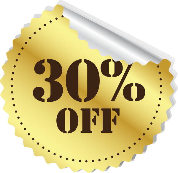 Gold Discount Stickers 30%