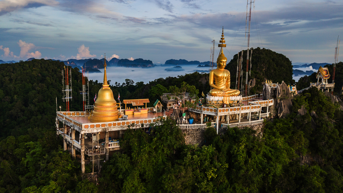 Buddha on the Top Mountain of Wat Tham Seua (Tiger Cae) , Krabi,
